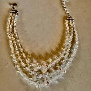 Vintage Laguna necklace w/ faceted crystals - Aurora Borealis finish